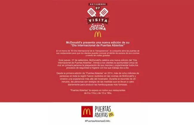 McDonald's presenta una nueva edici�n de su  �D�a Internacional de Puertas Abiertas�