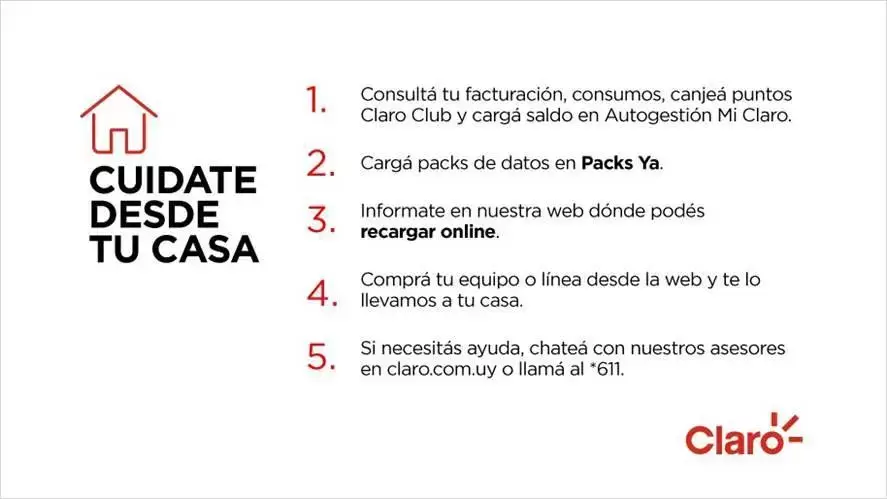 Claro facilita servicios e informacin online para no tener que salir del hogar