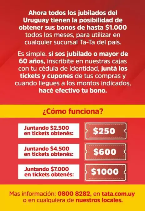 Ta-Ta lanza �BONO JUBILADOS� en todo el pa�s, apoyando a miles de uruguayos
