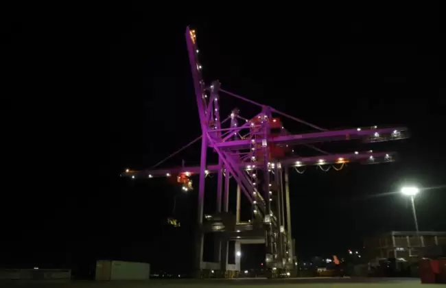 8M: TCP ilumin de violeta el Puerto de Montevideo