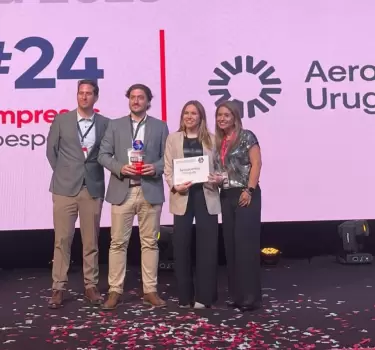 pablo speyer y estefania cardozo de aeropuertos uruguay y equipo gptw