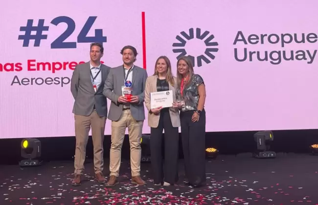 pablo speyer y estefania cardozo de aeropuertos uruguay y equipo gptw