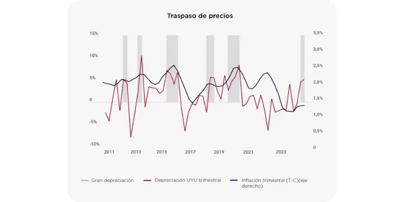 Episodios de depreciacin del peso y reaccin de la inflacin (2013-2025).